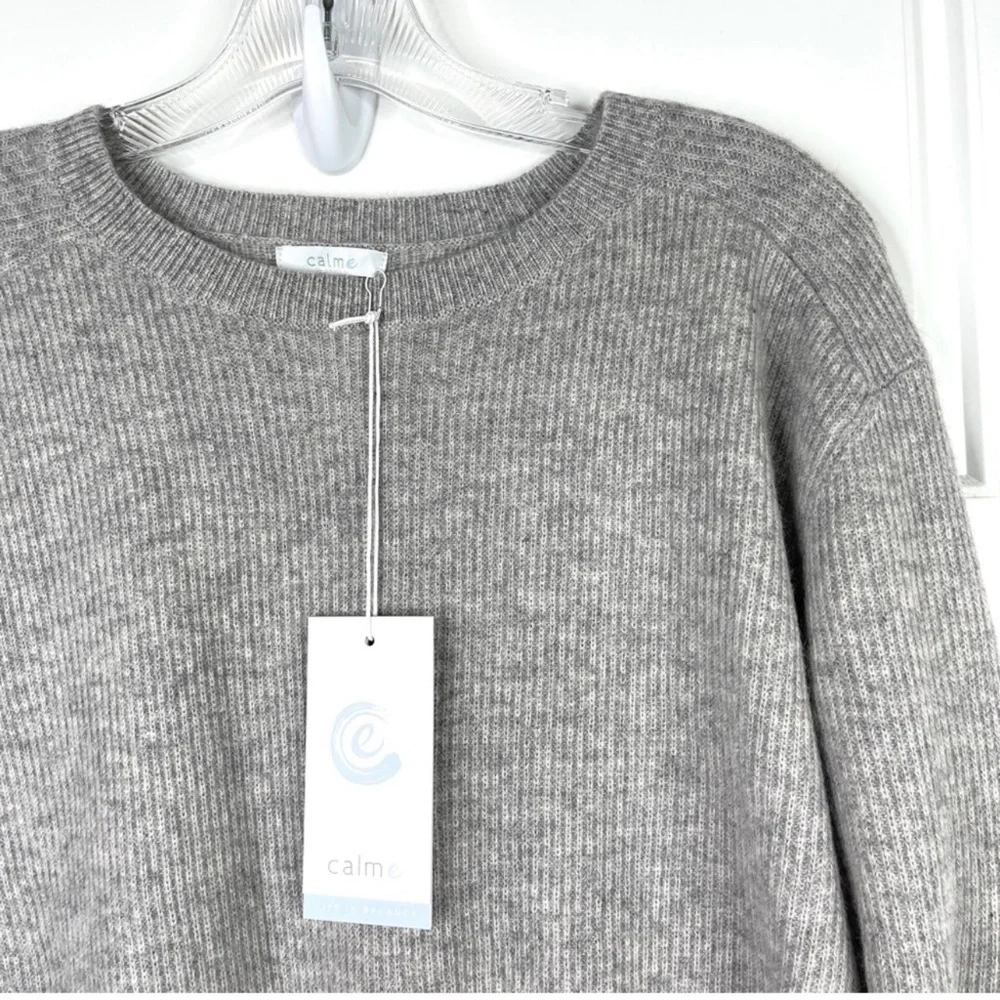 JOHNNY WAS CALME 100% Cashmere Ribbed Pullover Sweater Gray NEW Size XXL